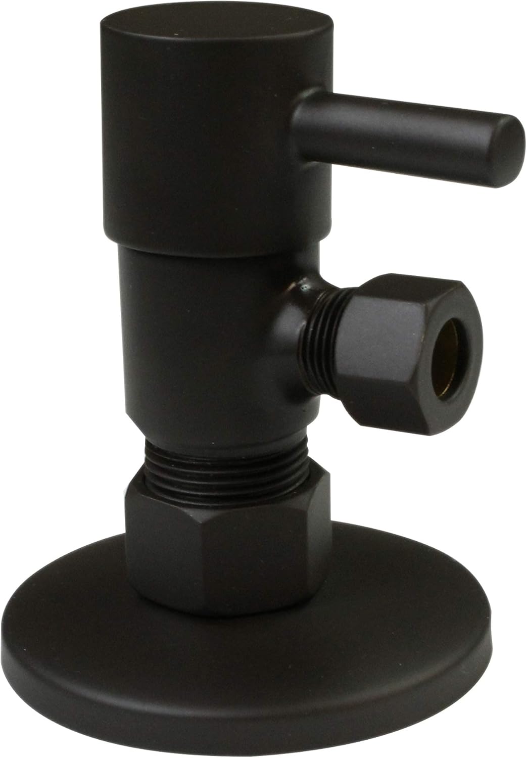 Westbrass D105QR-62 Round 1/4-Turn Angle Stop 1/2 Copper x 3/8 comp, Matte Black Pack of 2