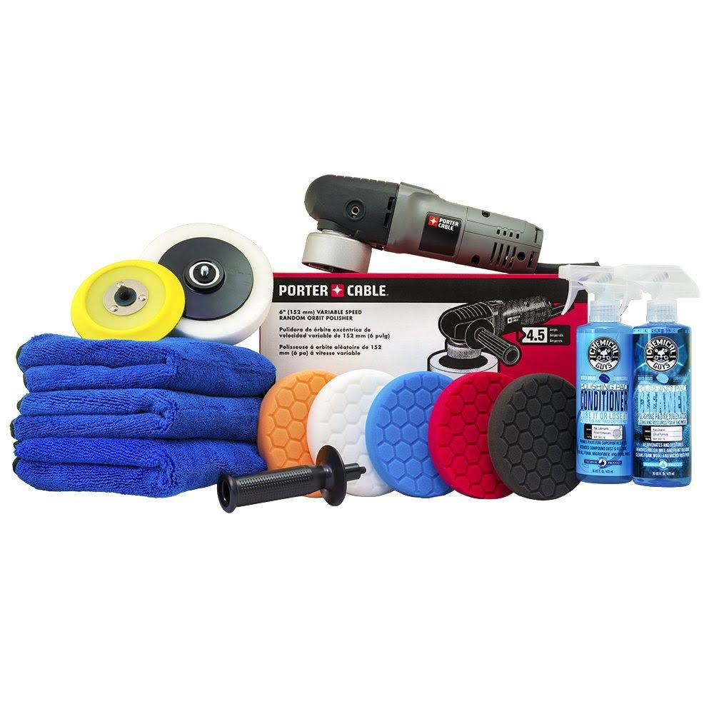 Chemical Guys Buf Porter Cable 7424XP Detailing Complete Detailing Kit with Pads, Backing Plate and Accessories (13 items)