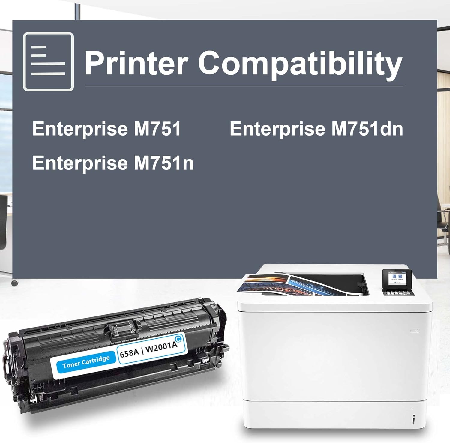 1 Pack Cyan 658A | W2001A Toner Cartridge Compatible for HP M751 M751n M751dn,Sold by BASTONER