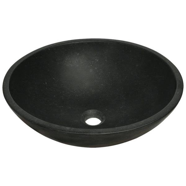 MR Direct Honed Basalt Stone Circular Vessel Bathroom Sink, Black