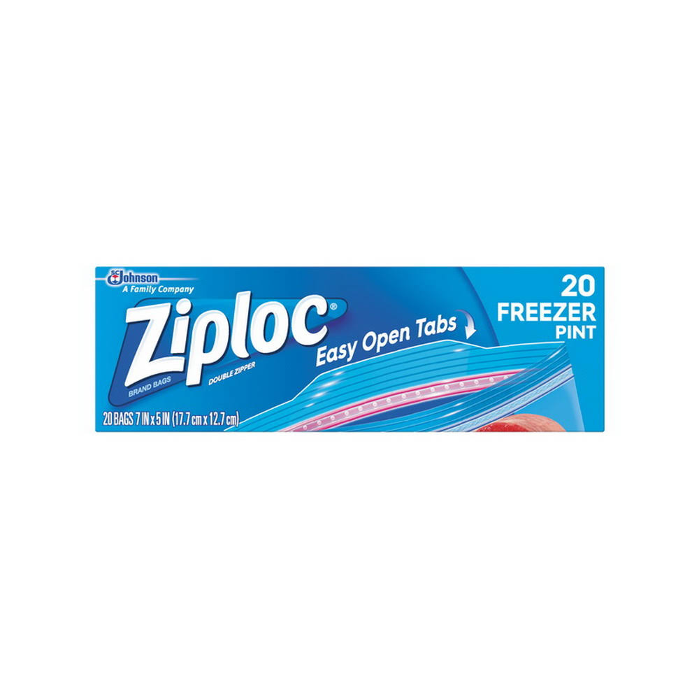 12 Packs : Ziploc Freezer Bag, Pint, 20-Count