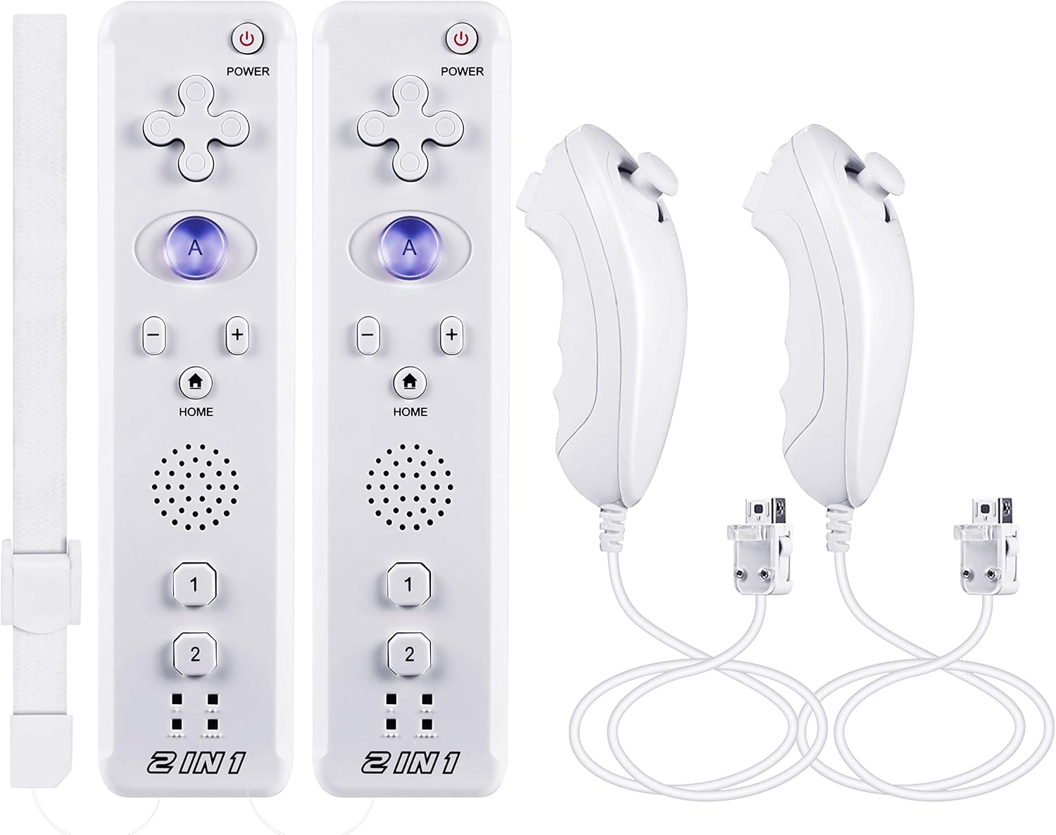 suily Built-in Motion Plus Remote + Nunchunk Controller 2 in 1 Set Compatible for Wii/Wii U (2 White Set) Pack of 2