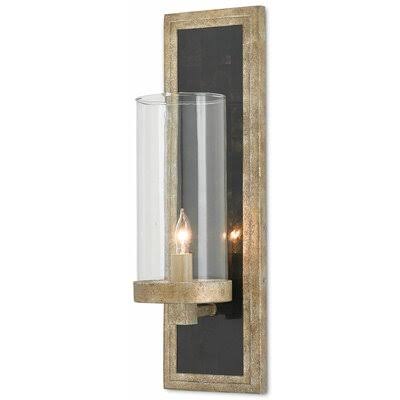 Charade 1 - Light Antique Silver Leaf/ Penshell Crackle Candle Wall Light Currey u0026 Company