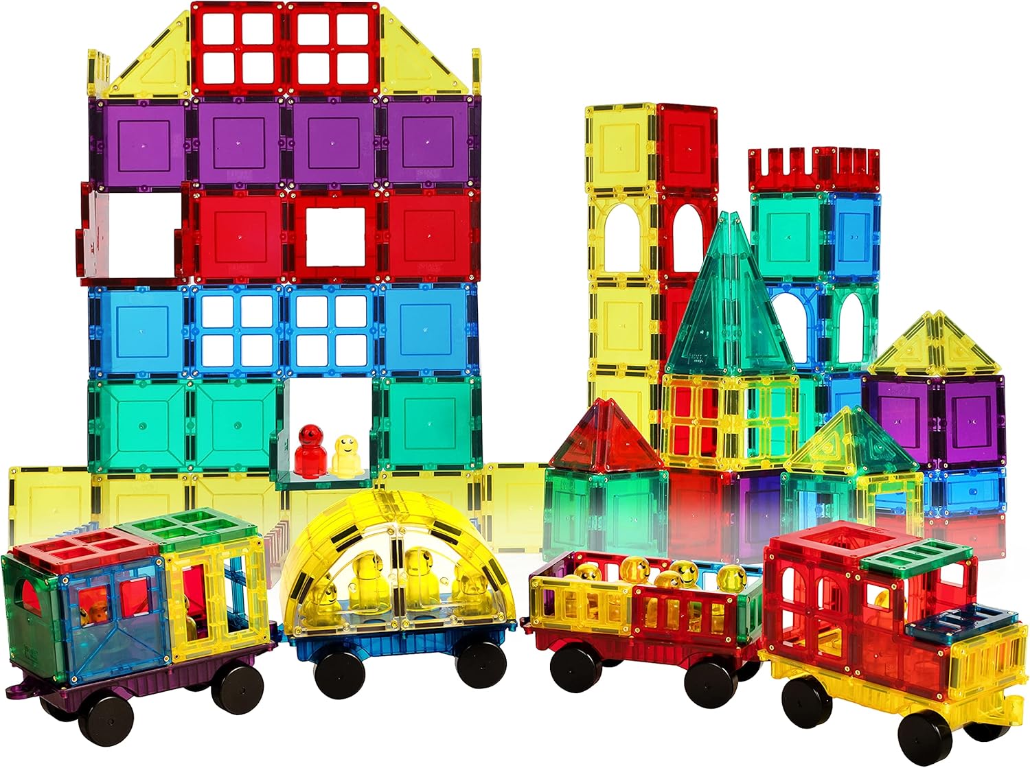 Shapemags 100 Piece Set 100 Pcs Magnet Building Tiles Magnetic Blocks - Car Accessories Set, 3D Construction Building Pack of 2