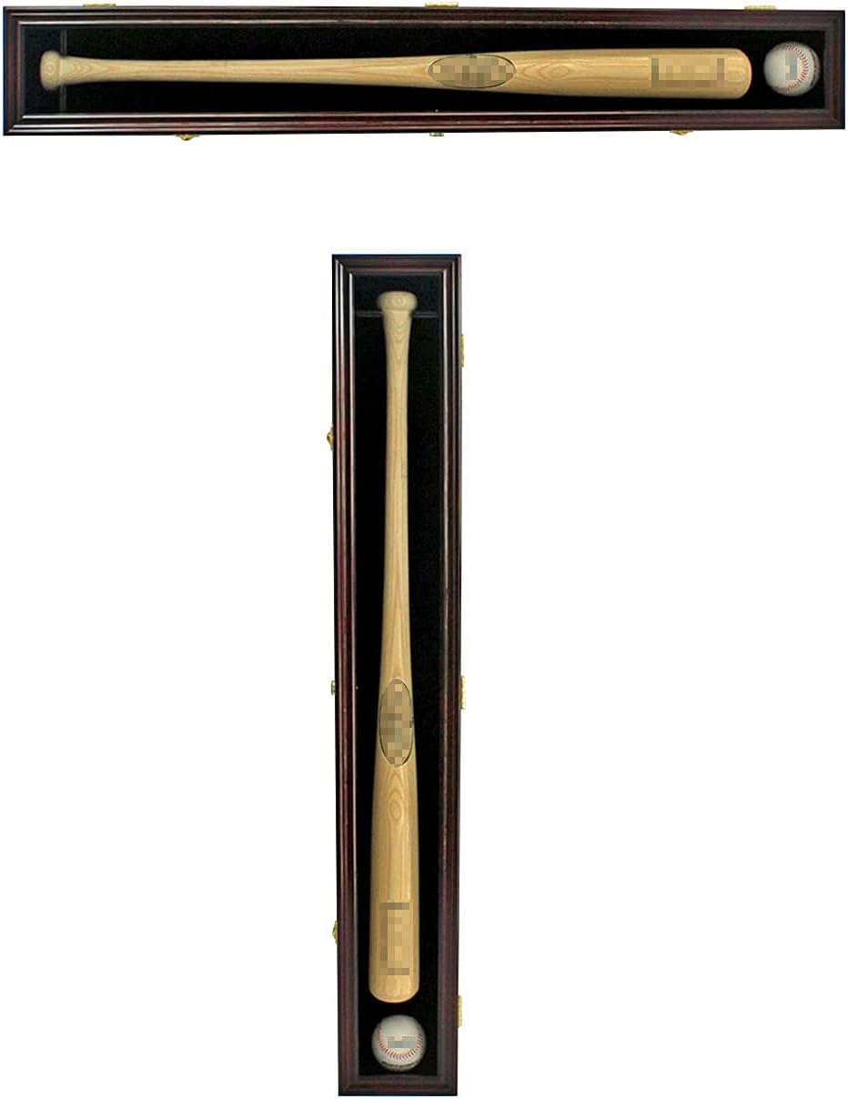 DisplayGifts Baseball Bat Display Case Wall Mount Rack Cabinet Holder 98% Clear Anti Fade UV Protection with Lock, Vertical or Horizontal Pack of 2