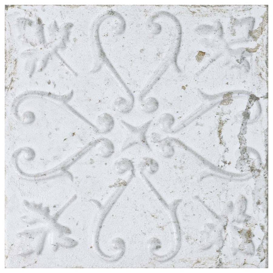 SomerTile Aeon Ceramic Wall Tile, White Ornato - 21 pack