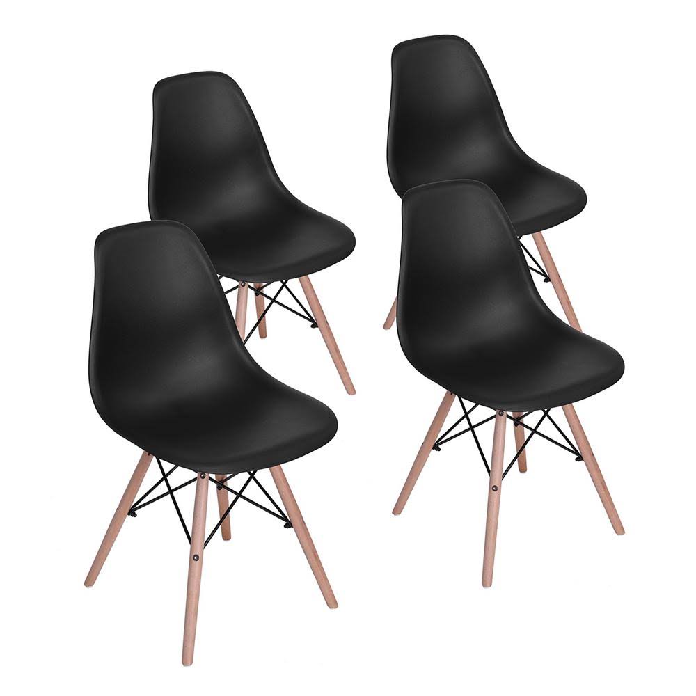 sumyeg Classical Black Dining Chairs Side Chair Leisure Chairs with Backrest (Set of 4)