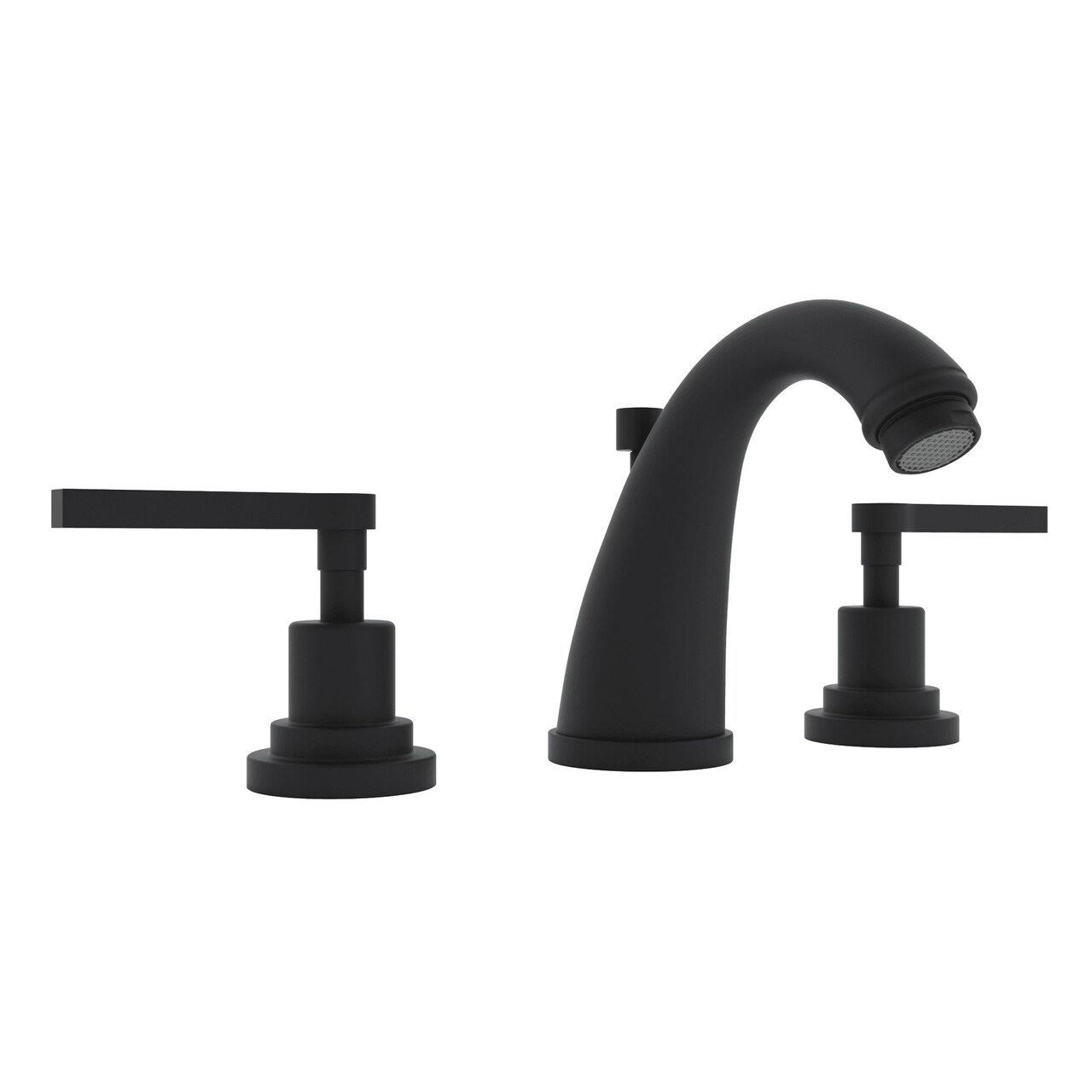 Rohl Lombardia Matte Black C-Spout Widespread Bathroom Faucet-A1208LMMB-2