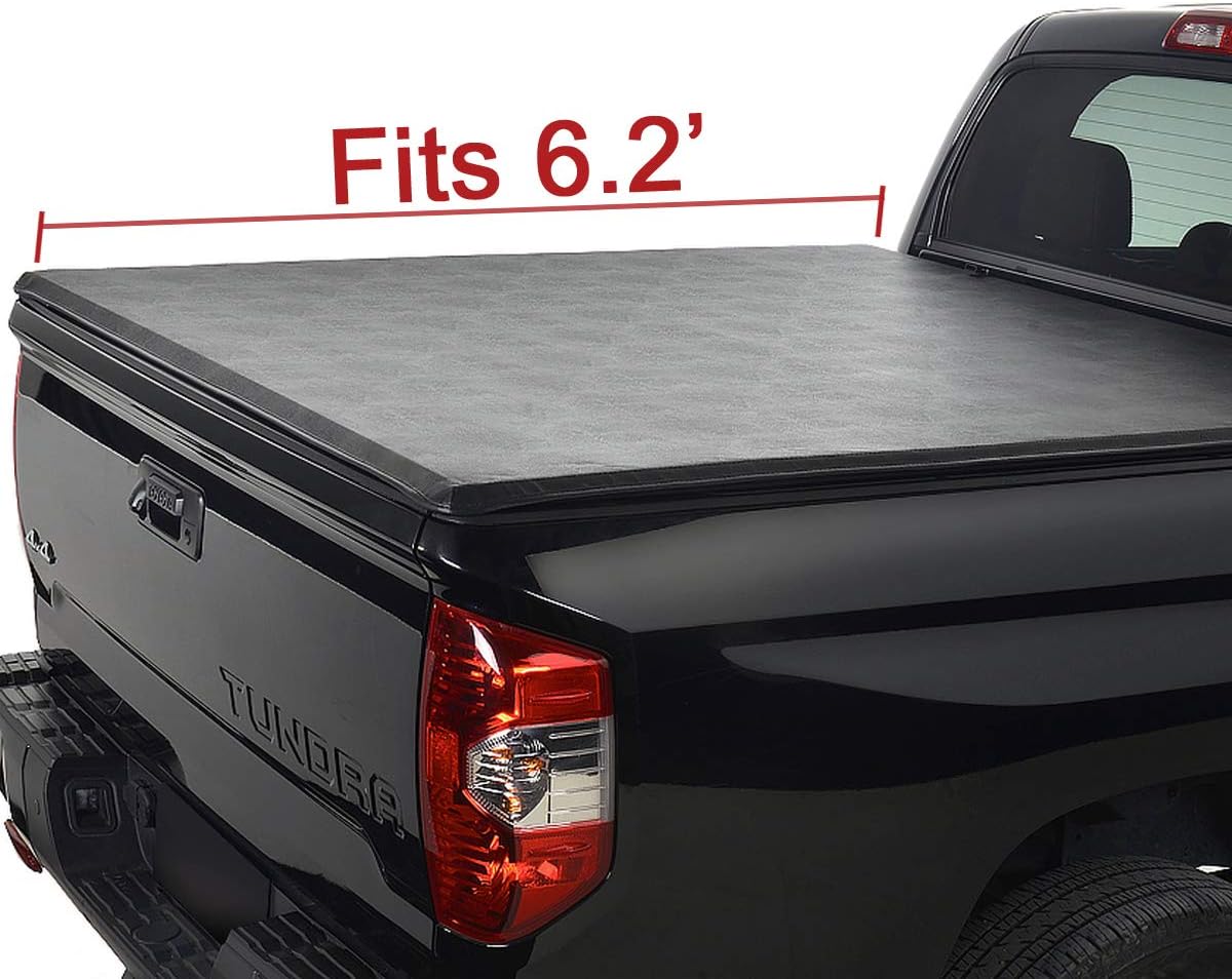 JJ 6.2ft Bed for 99-06 Tundra Access Extended Cab Pickup Fleetside Clamp on Soft Vinyl Roll up Lock Waterproof Tonneau Cover Top Mount Assembly + Rails Mounting Hardware Kit