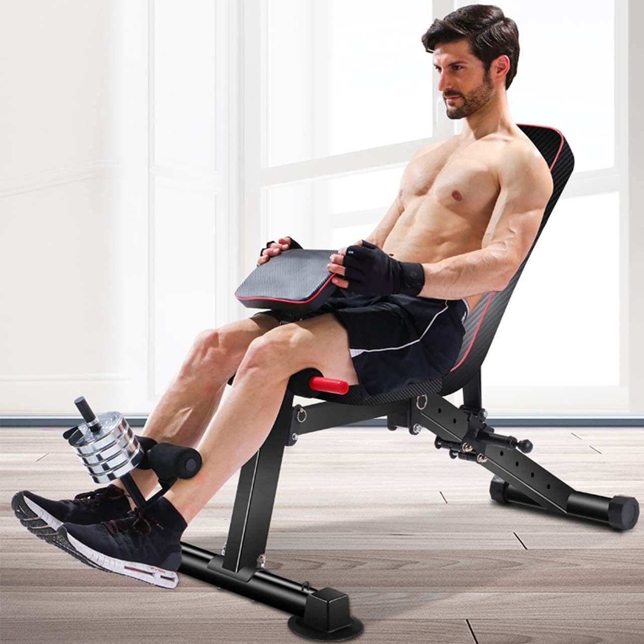 GIKPAL Adjustable Weight Bench - 8 Positions, Flat/Incline/Decline Folding FID Utility Bench, Foldable Exercise Workout Bench for Home Gym, 300lbs Capacity