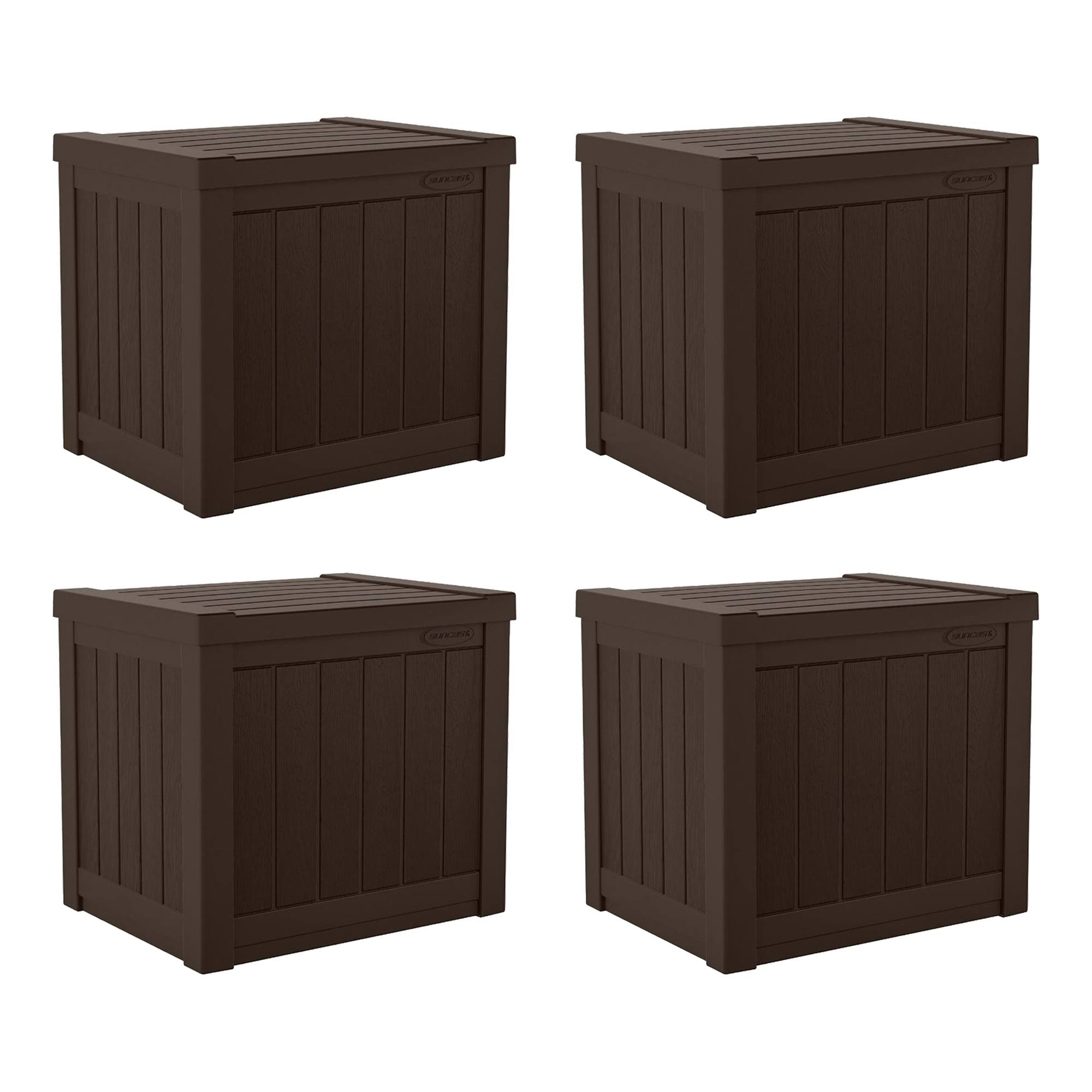 Suncast 17 x 22 inch Resin 22-Gallon Patio Storage Deck Box, Java Brown (4 Pack)