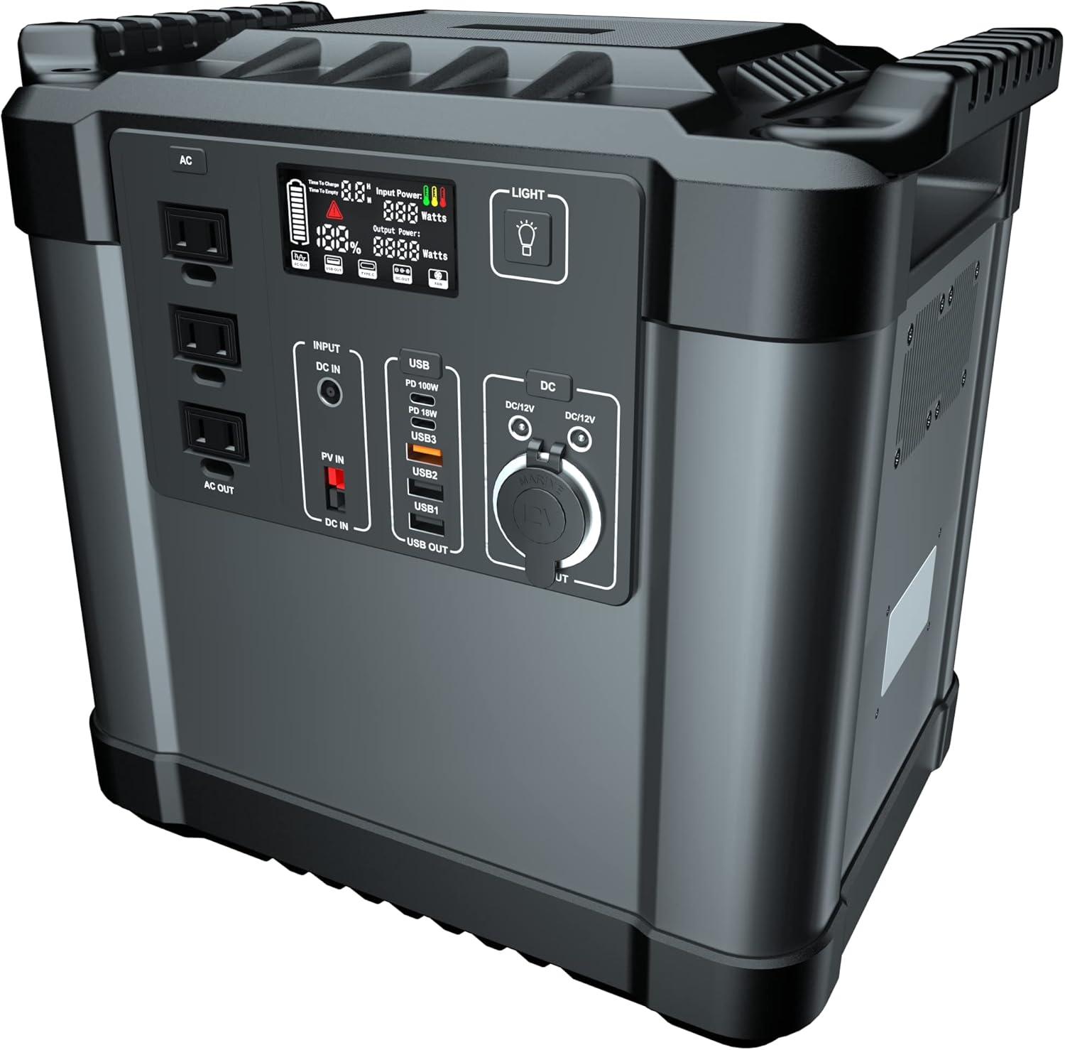 FIXNOW Portable Power Station 250W Max Input, 2220Wh Battery Backup with SOS Lighting Flashlight, 2000W AC Outlets (4000W Peak), Solar Generator for Outdoor Camping,RV,Home Use,Emergency