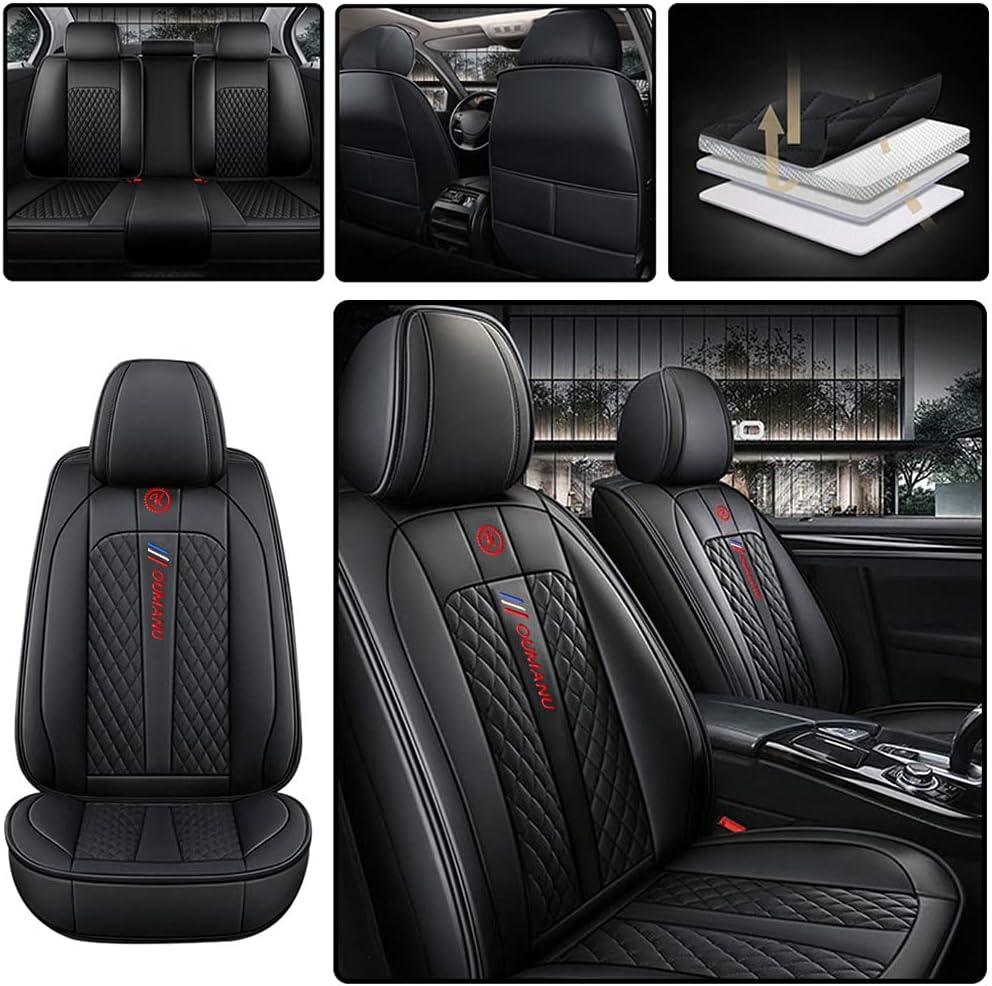 5-Seats Standard Car Seat Covers Fit for&nbsp;RDX&nbsp;ZDX&nbsp;RL&nbsp;CDX&nbsp;ILX&nbsp;TLX&nbsp;TSX&nbsp;RSX,Leather Waterproof Automotive Vehicle Cushion Cover (Black)