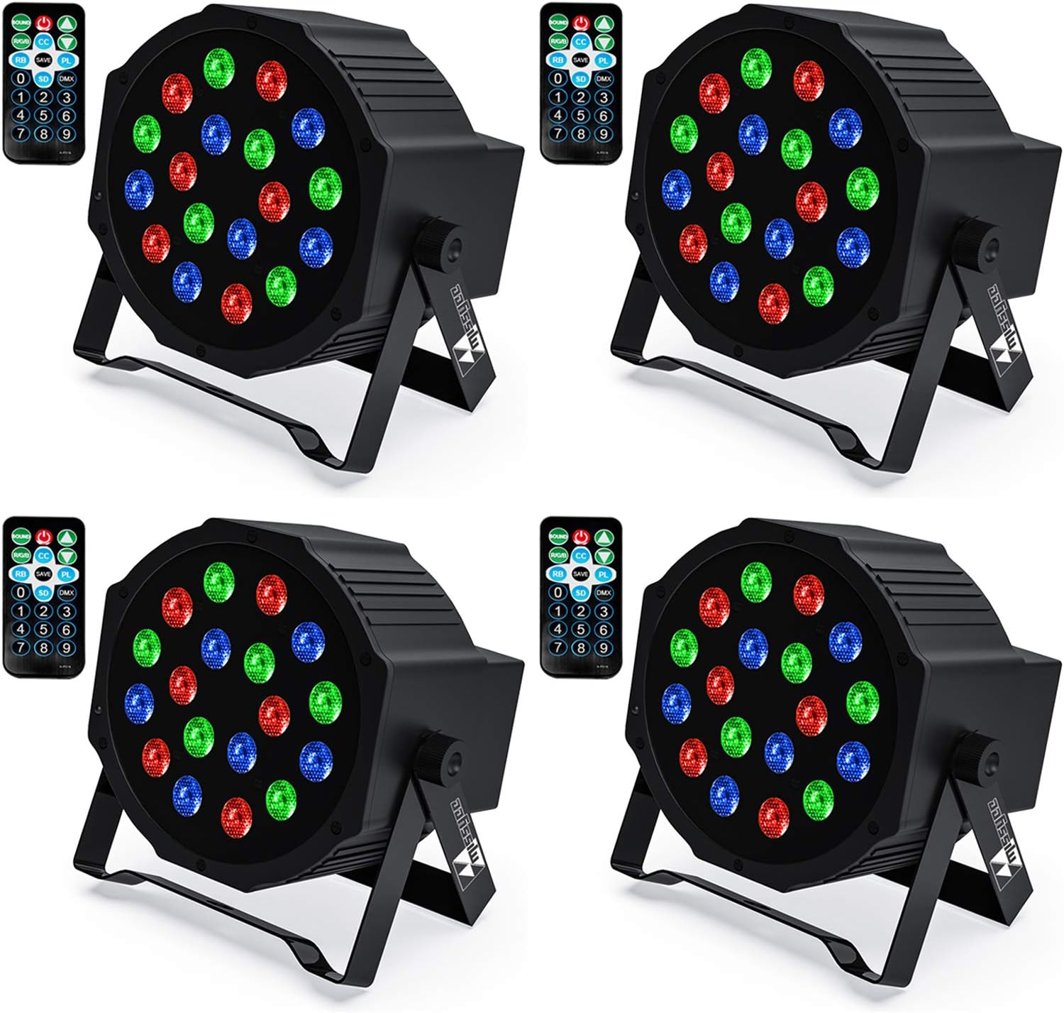 Uplights 18 RGB Led Stage Lights, Missyee Sound Activated DMX Uplighting, LED Par Can Lights with Remote Control, DJ Uplighting Package for Wedding Birthday Home Party (4 pcs)