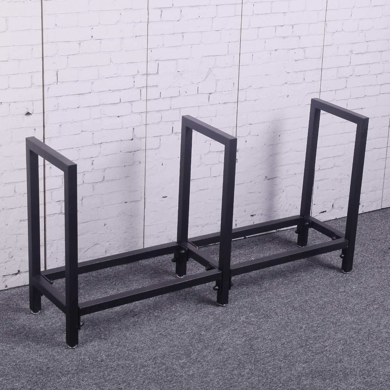 Ucared Firewood Racks Heavy Duty Log Rack 47 Inch Indoor/Outdoor Fire Wood Storage Black Steel Firewood Log Holder