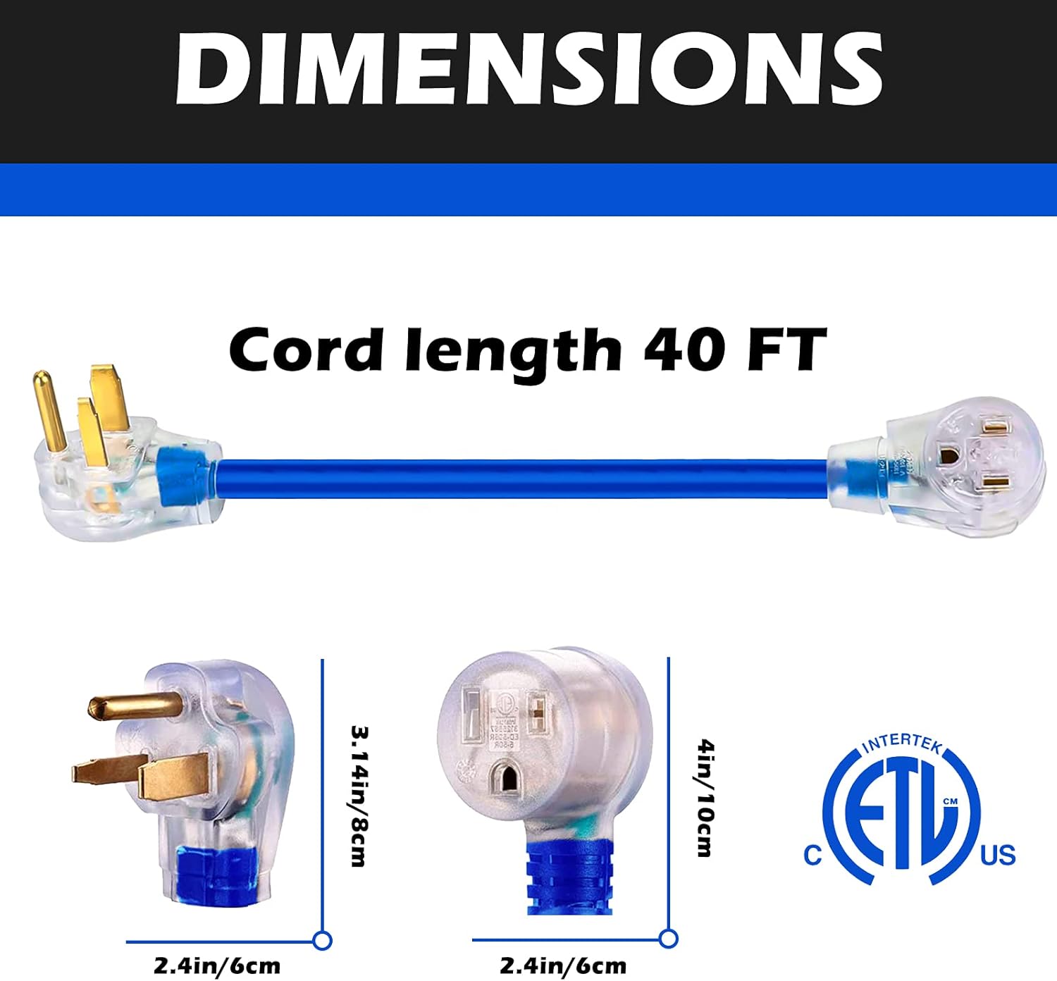 HZXVOGEN Power Extension Cord Welder Extension Adapter 50A 40FT 6-50R Female 6-50P Male Prong Heavy Duty Electric Extension Wire Generator Arc Stick MMA MIG TIG Welding Machine Cable-40FT