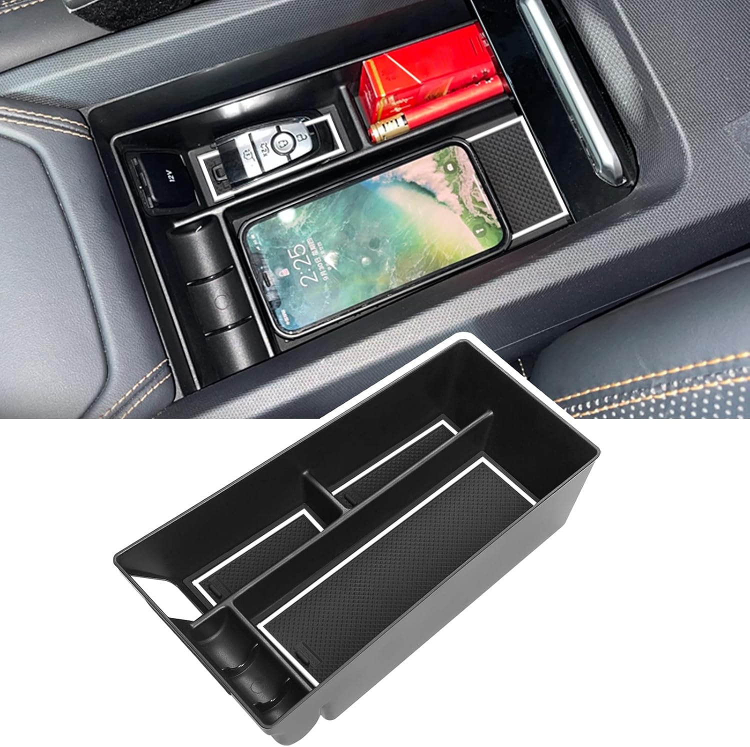 Jaronx Compatible with Mustang Mach-E Console Organizer 2021+, Console Storage Box Center Console Tray Accessories Compatible with Ford Mustang Mach E 2021