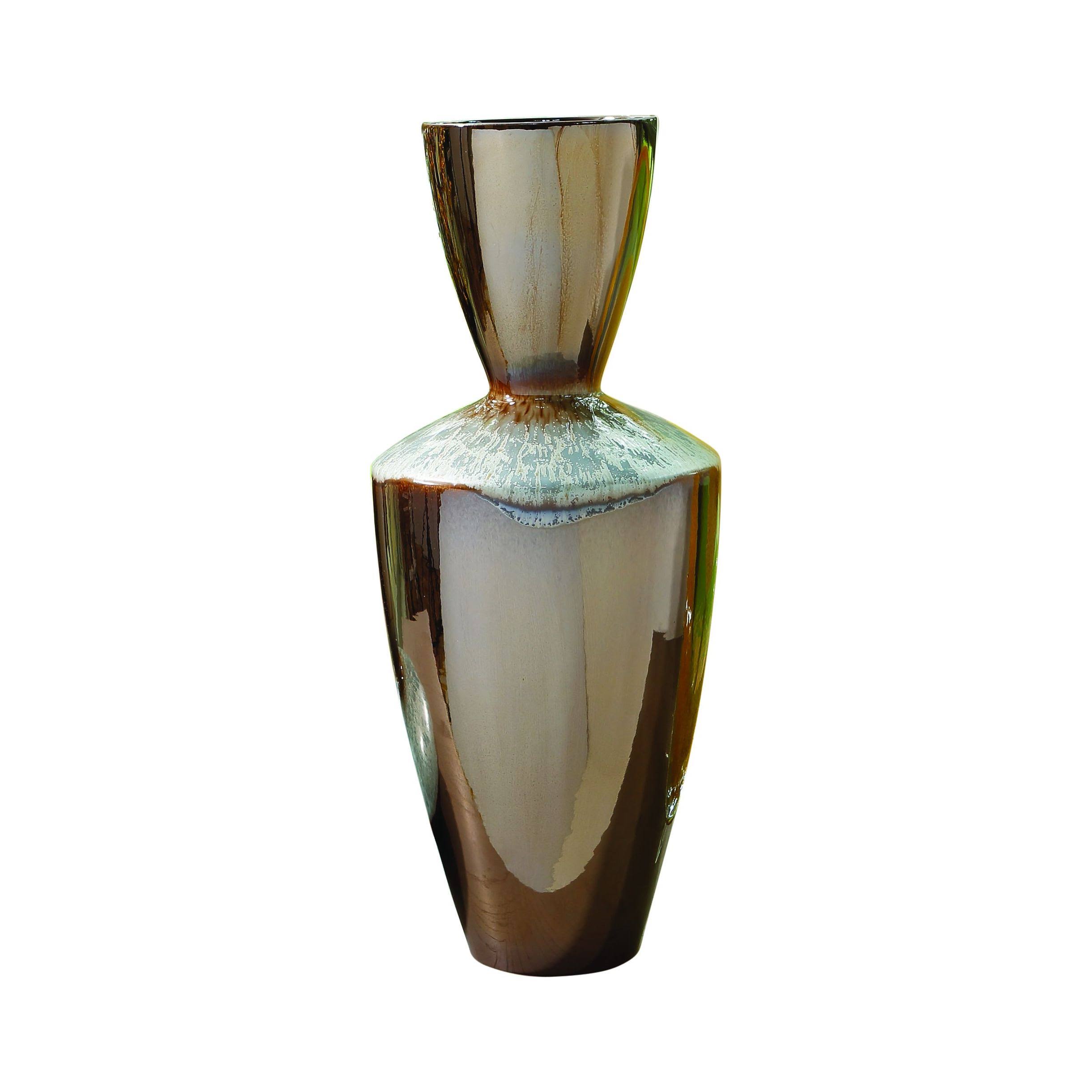 Global Views Marta&s Vase - Bronze Reactive Blue - Low