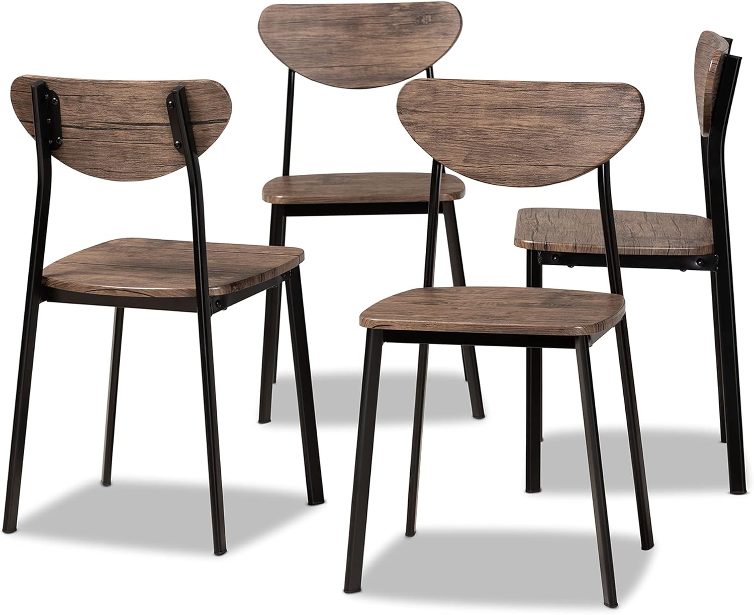 Baxton Studio Set of 4 194-11770-AMZ Dining Chairs, Walnut Brown/Black