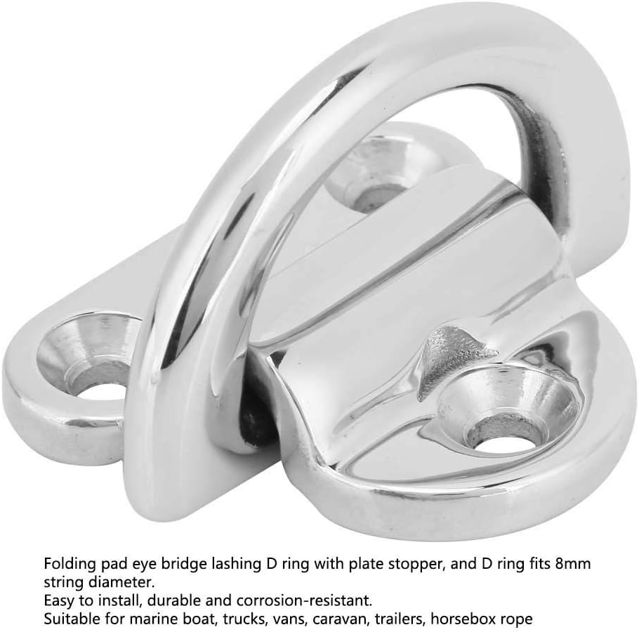 8mm Tie Down Ring Stainless Steel D Ring Tie Down Anchor High Duty Folding Boat Marine D Ring for Yacht Motor