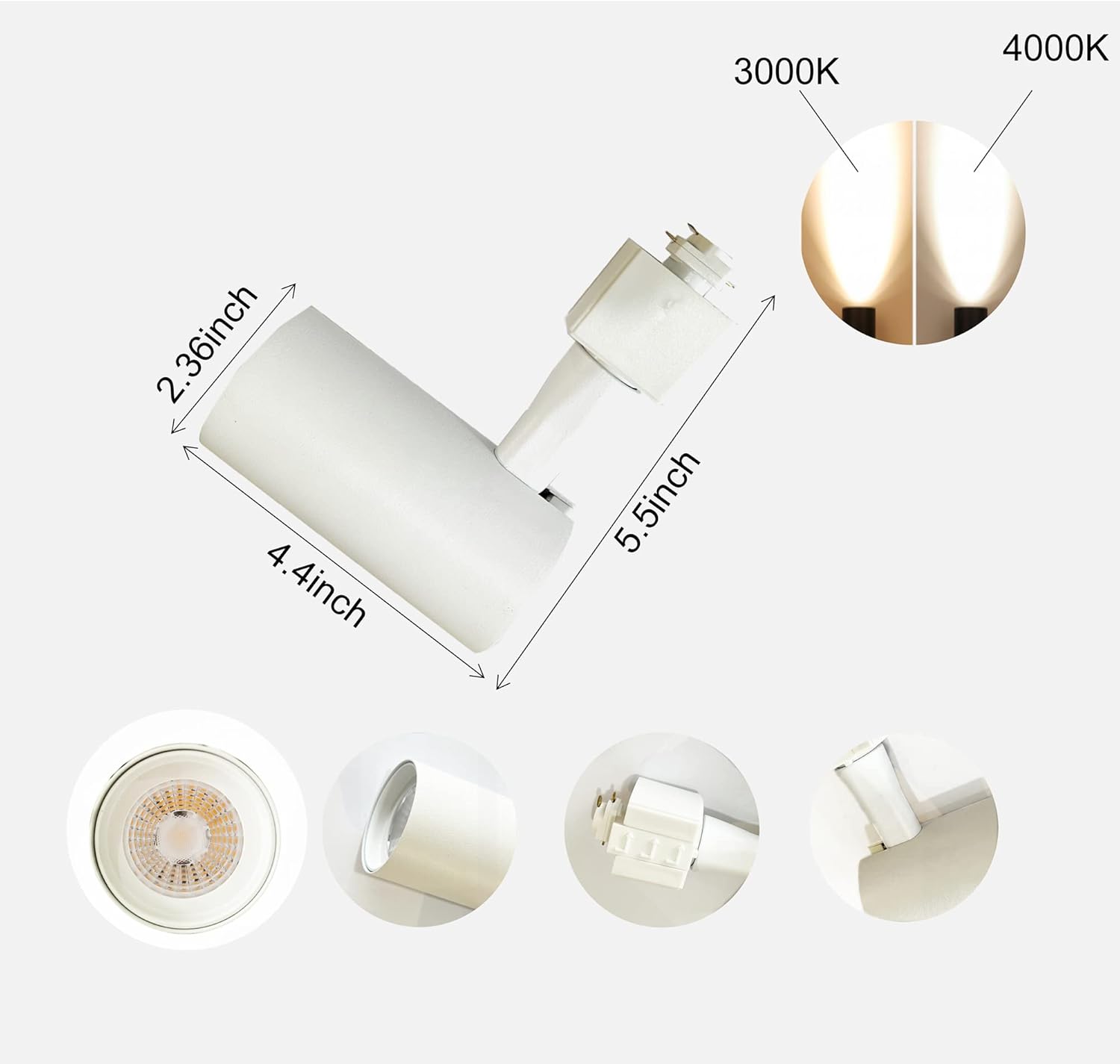 12W Dimmable LED Track Lighting Heads Compatible with Single Circuit H Type Track Lighting Rail Ceiling Spotlight for Accent Task Wall Art Exhibition Lighting 24&deg; 3000K White Pack of 6