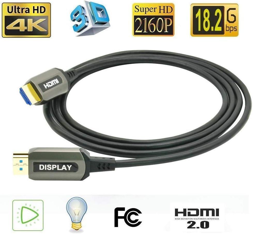 Jeirdus 65ft AOC HDMI Fiber Optic Cable Ultra HDR HDMI2.0b 18 Gbps,Support 4K60HZ ARC HDR10 HDCP2.2, Dolby Vision, Light Speed Slim and Flexible Pack of 2
