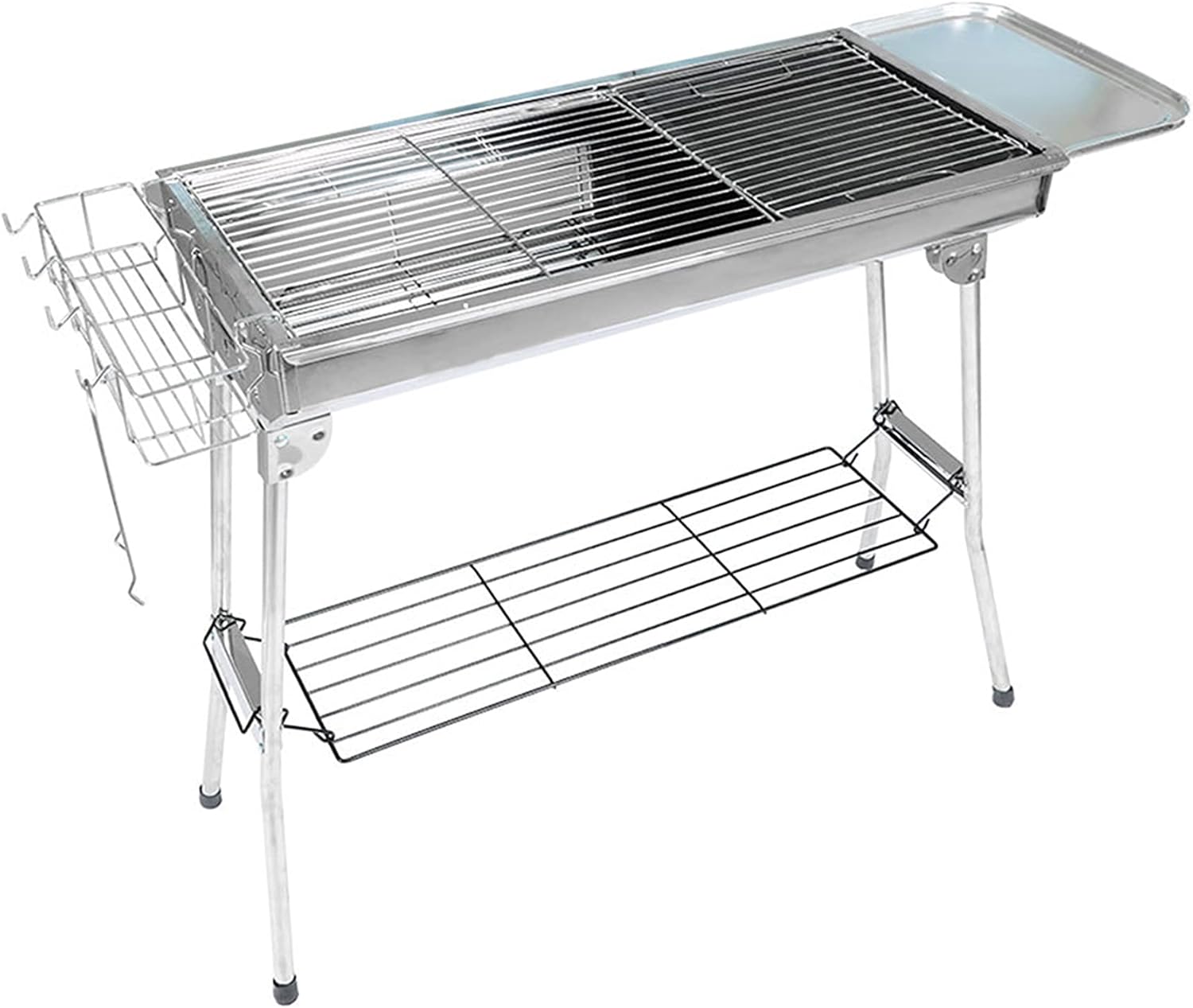 elfinrm Charcoal Barbecue Grill, Stainless Steel Portable Barbecue Rack Folding Charcoal Stove BBQ Grills for Camping, Garden, Picnics Pack of 2