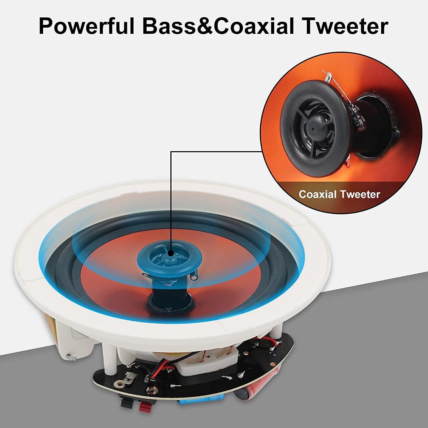 Herdio Home Audio Package in Wall Receiver Bluetooth System with 3 00Watt 6.5 inch Ceiling Speakers Perfect for Indoor Office Bathroom Kitchen Living Room (A Pair)