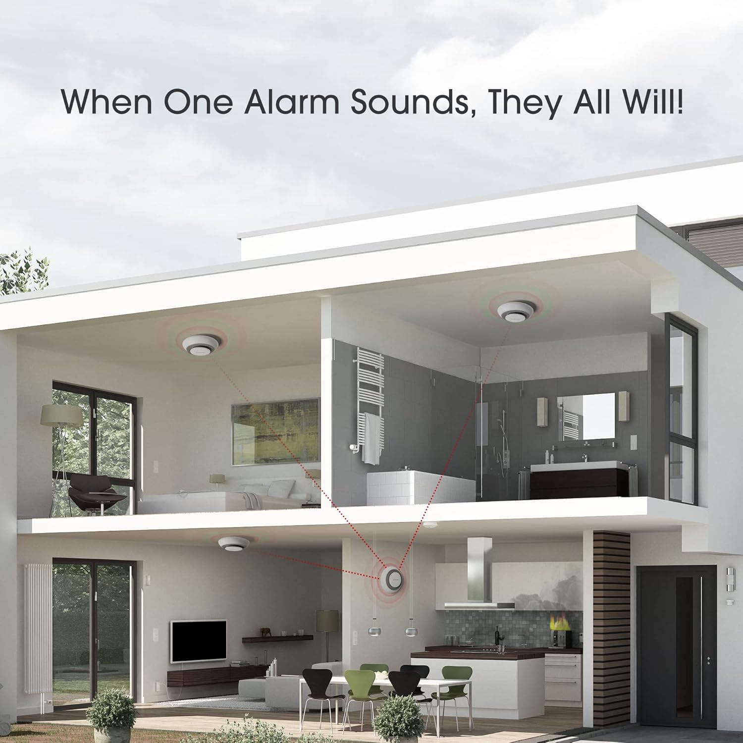 X-Sense 10 Years Battery Wireless Interconnected Combination Smoke and Carbon Monoxide Detector Alarm with Over 820 ft Transmission Range, Large Silence Button, XP01-W Pack of 2