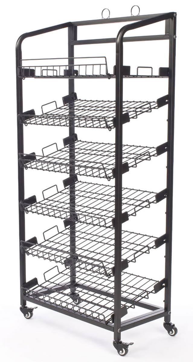 Steel Baker&s Rack with Wheels, 6 Wire Shelves - Black (bakcrt6tbk)