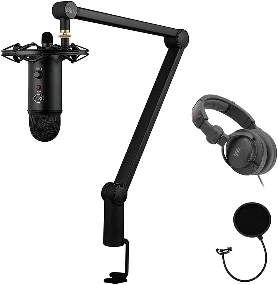 Blue Yeticaster Pro Broadcast Plus Pack Bundle with Presonus StudioOne 5 Artist DAW, iZotope RX Elements Plug-in and Groover 3 Tutorials 3-Month Subscription, Polsen Headphone & Pop Filter