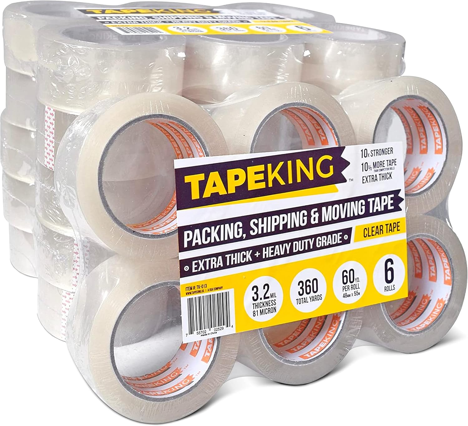 Tape King Clear Packing Tape Super Thick - 60 Yards Per Roll (Case of 36 Rolls) - Strong 3.2mil, Heavy Duty Adhesive Commercial Depot Tape for Moving, Sealing, Packaging Shipping, Office & Storage Pack of 2