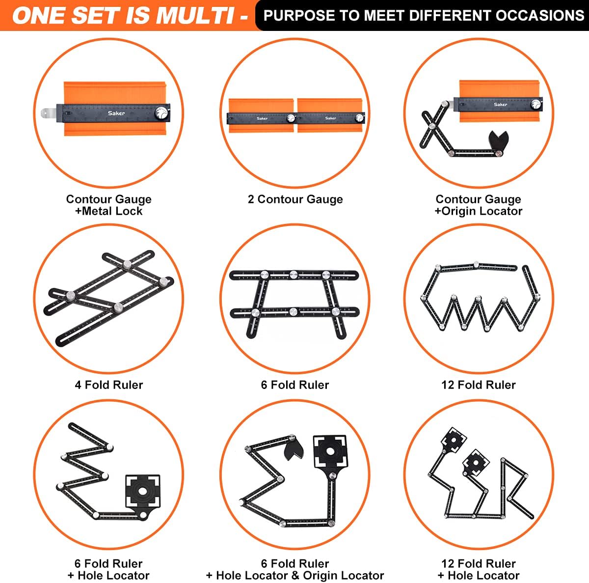 Saker Contour Gauge Profile Tool- Adjustable Lock-Precisely Copy Irregular Shape Duplicator -Irregular Welding Woodworking Tracing - Must Have Tool for DIY Handyman, Construction (Connection Package)