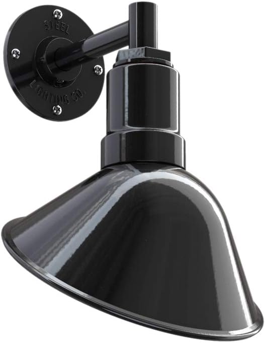 Steel Lighting Co. Venice Store Sign Light | Dusk to Dawn Sensor | For Outdoor Accent Wall | 9 inch Dome | Upslope Gooseneck | Farmhouse Style Made in America | Galvanized Exterior/Galvanized Interior