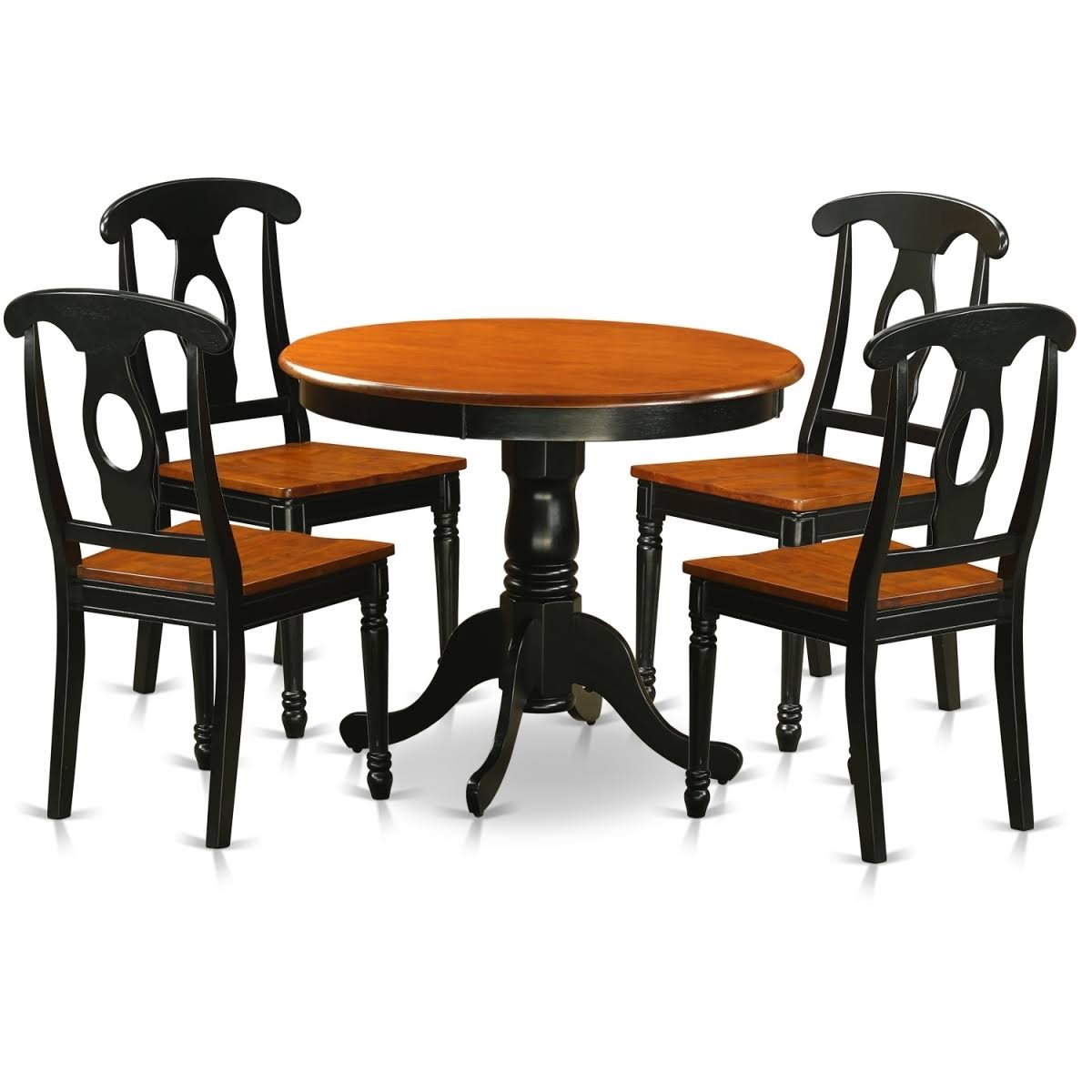 Dining Set Including 4 Wood Chairs, Black u0026 Cherry - 5 Piece