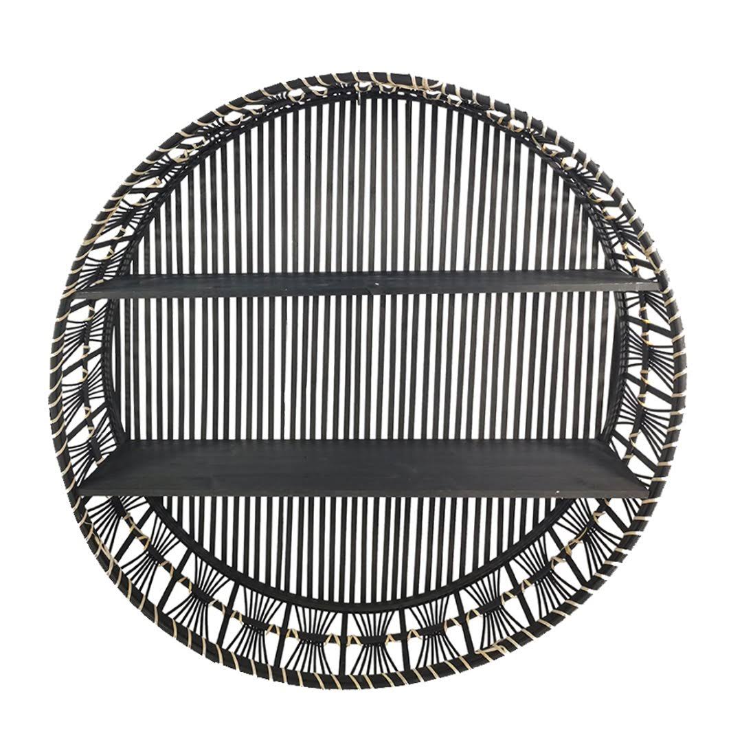 Wood in 32x22 in 2-Layer Wall Shelf in Black - Sagebrook Home 16197