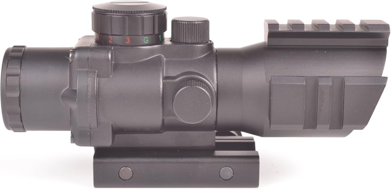 Ozark Armament 4X Magnified Rifle Scope - Illuminated Reticle for Use in All Light Conditions - Sealed Against The Elements - Red Blue Green Reticle - Mounts to Any Picatinny Rail Pack of 2
