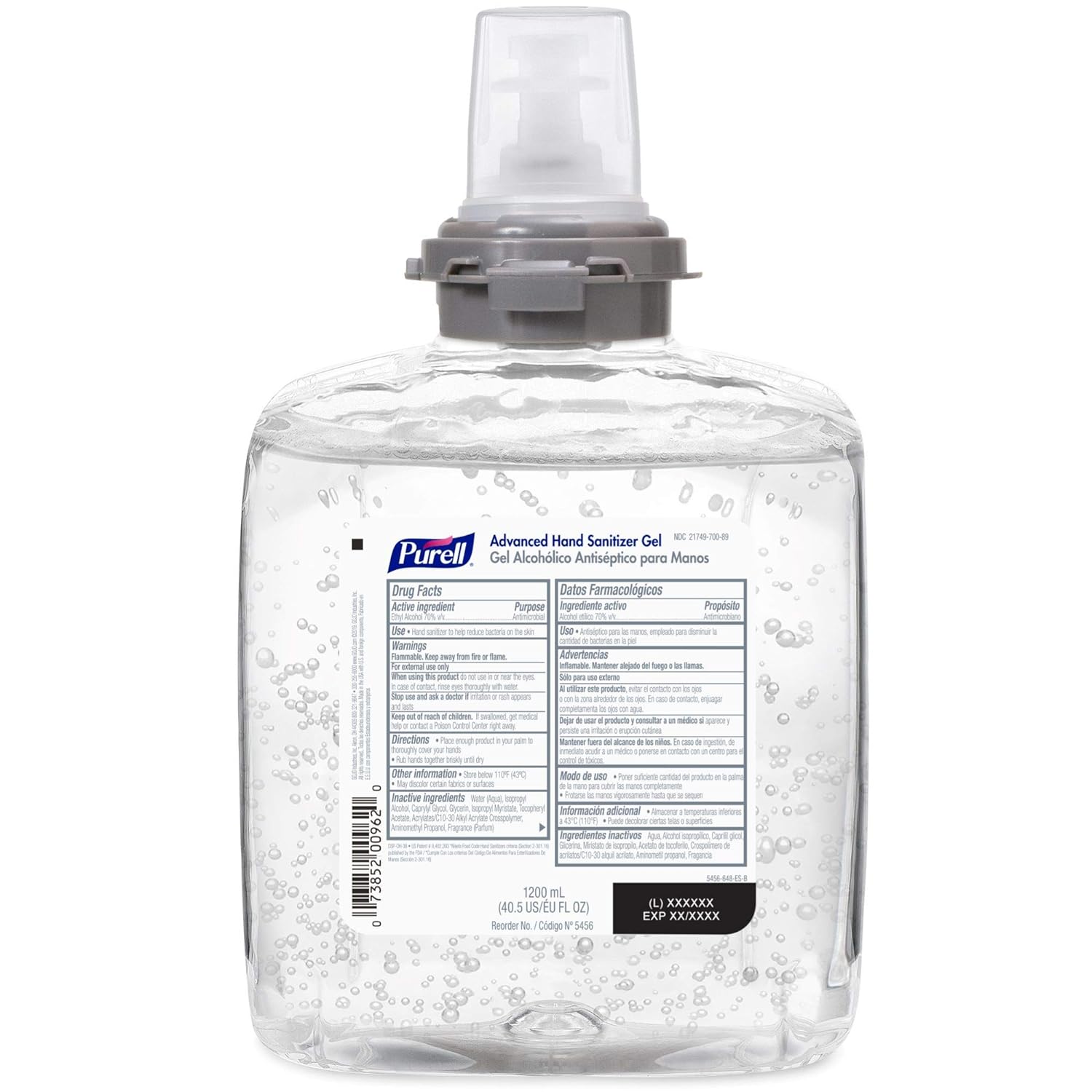 PURELL Advanced Hand Sanitizer Gel, 1200 mL Sanitizer Refill for PURELL TFX Touch-Free Dispenser (Pack of 4) - 5456-04 Pack of 2