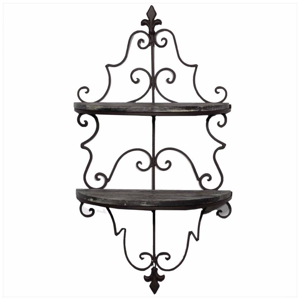 Benzara Elegantly Decorative Metal and Wooden Wall Shelf, Black