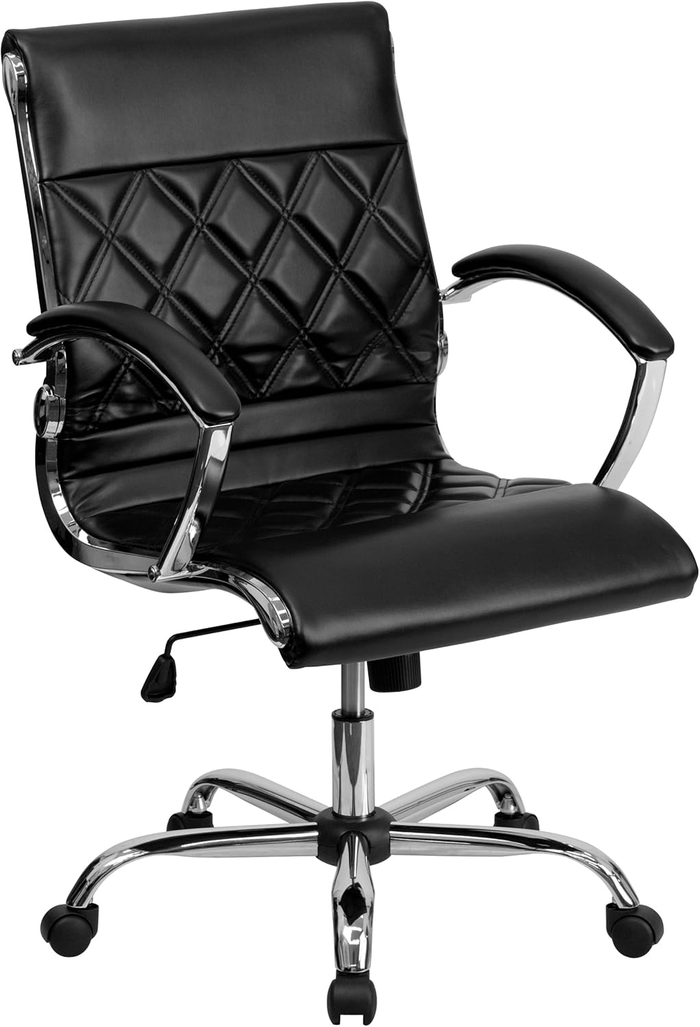 Flash Furniture Mid-Back Designer White LeatherSoft Executive Swivel Office Chair with Chrome Base and Arms