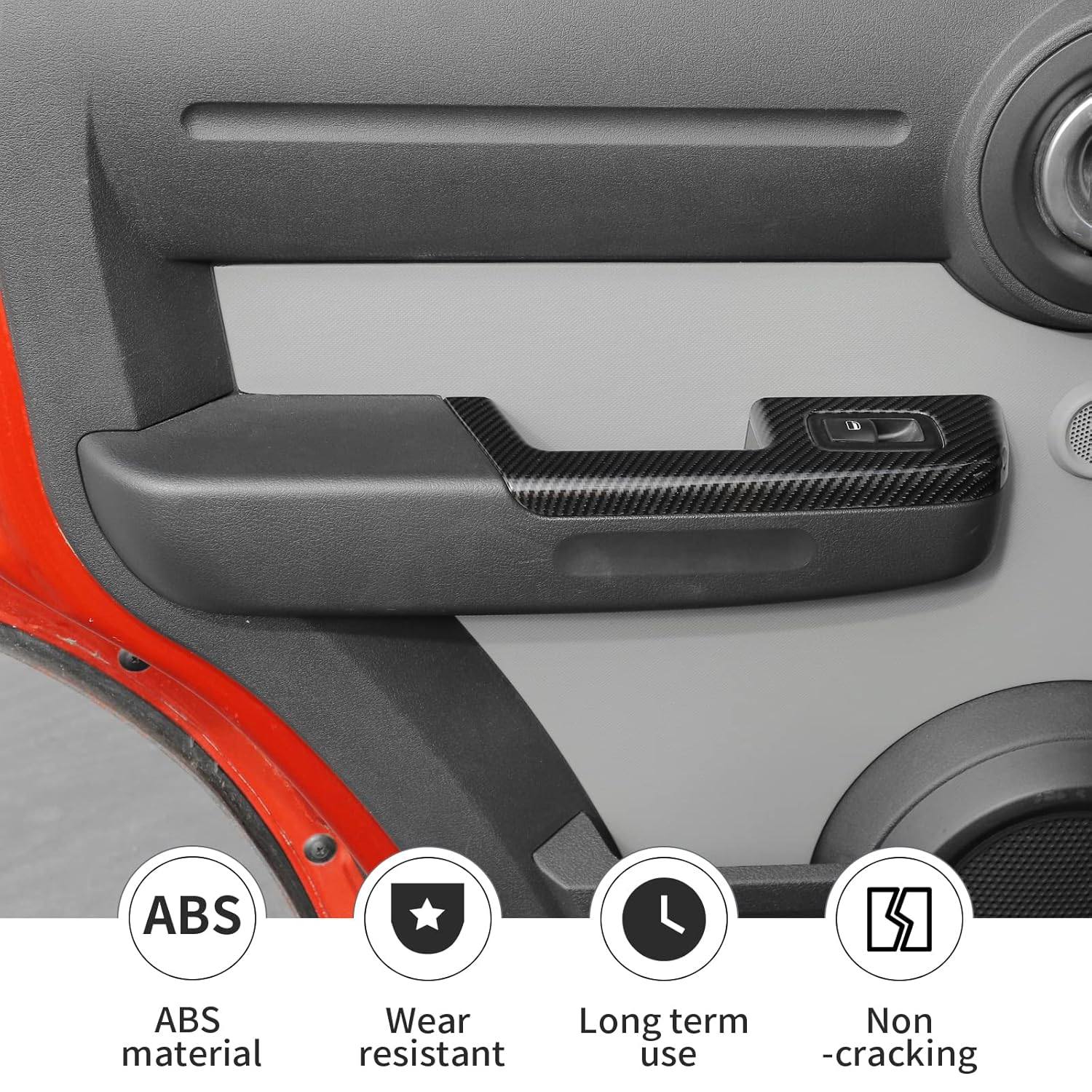 Jimen for 2007-2012 Dodge Nitro Window Lift Switch Panel Cover Trim (Carbon Fiber) Pack of 2