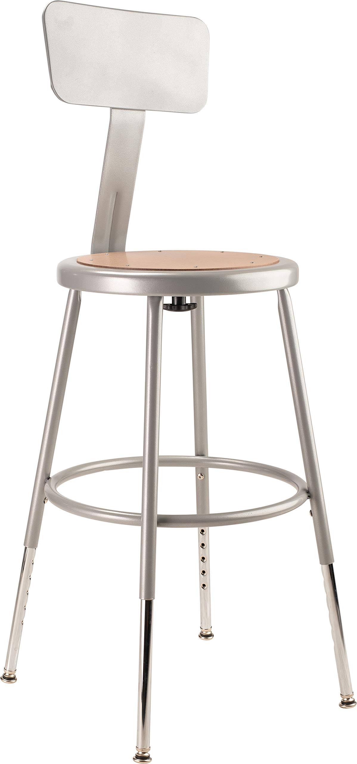 National Public Seating Height Adjustable Stool with backrest, Gray