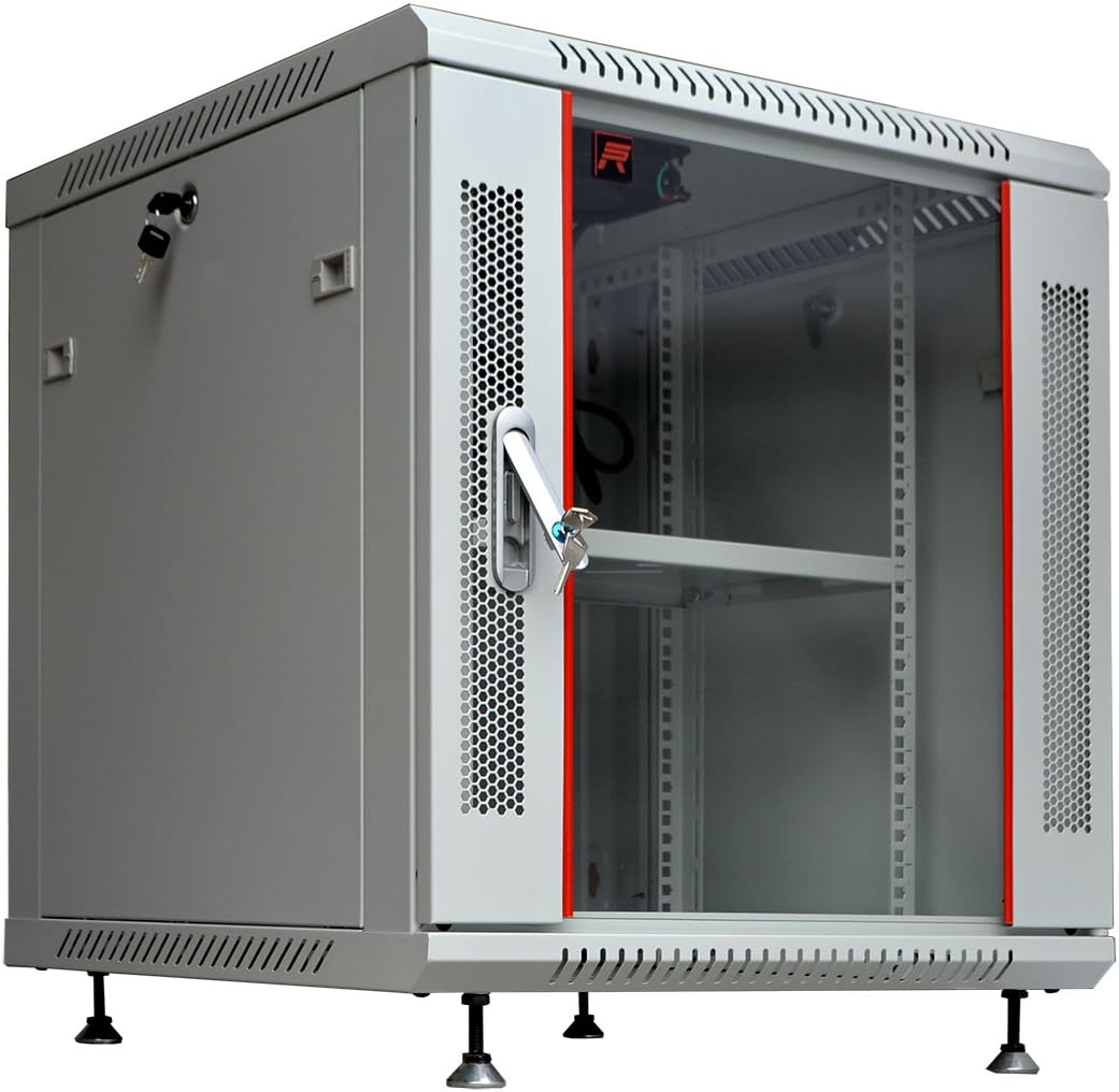 Server Rack - 9U - Server Cabinet - for - Network - Electronics - AV Rack - Equipment - Wall Mount Rack - on Feet with Locking Doors 8-Way Power Strip Shelf Fan - 24-inch Deep Sysracks (Black)