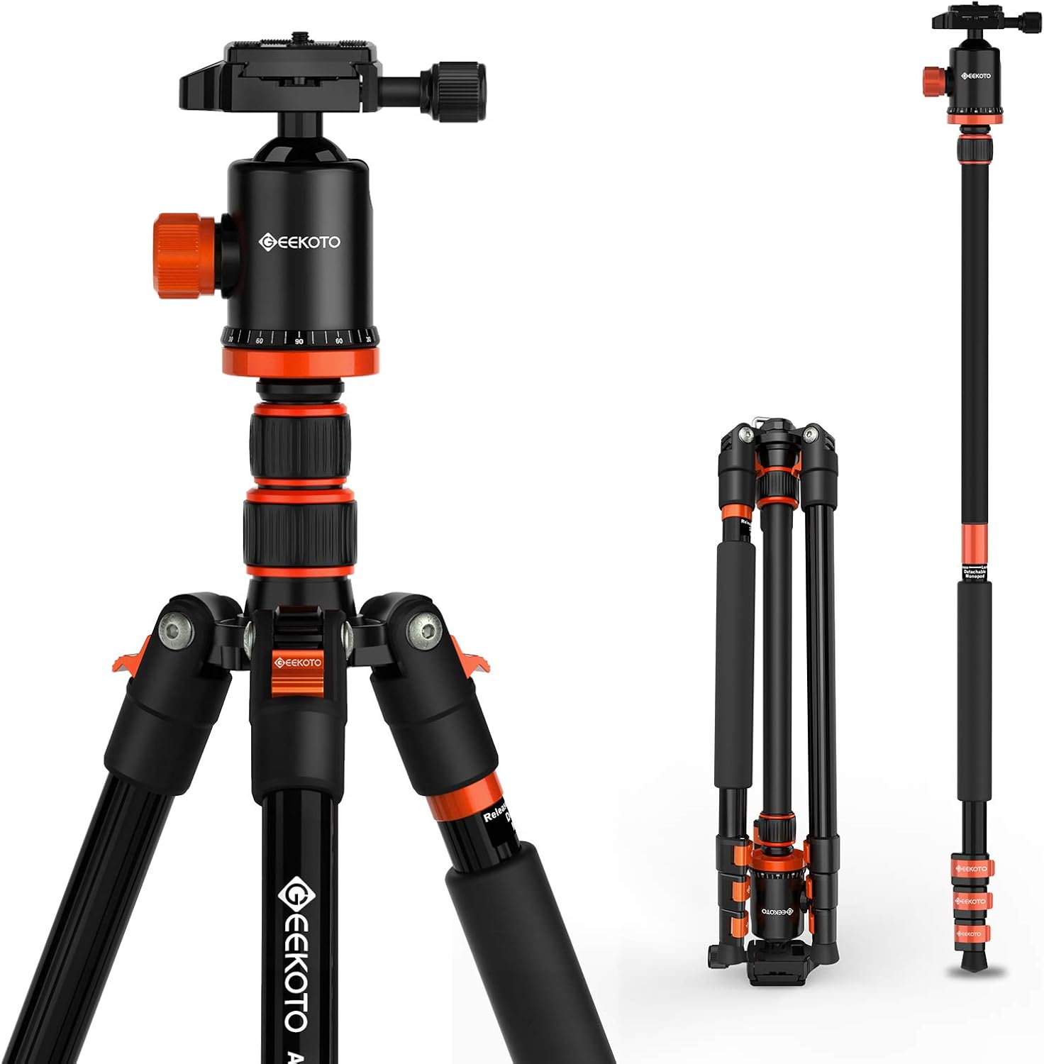 GEEKOTO Tripod, Camera Tripod for DSLR, Compact Aluminum Tripod with 360° Ball Head, 77 Inch Professional Tripod with 1/4 Inch Quick Release Plate, for Video Conferencing, Travel and Work