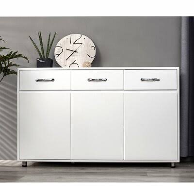 3 Door Accent Cabinet Ebern Designs Color: White