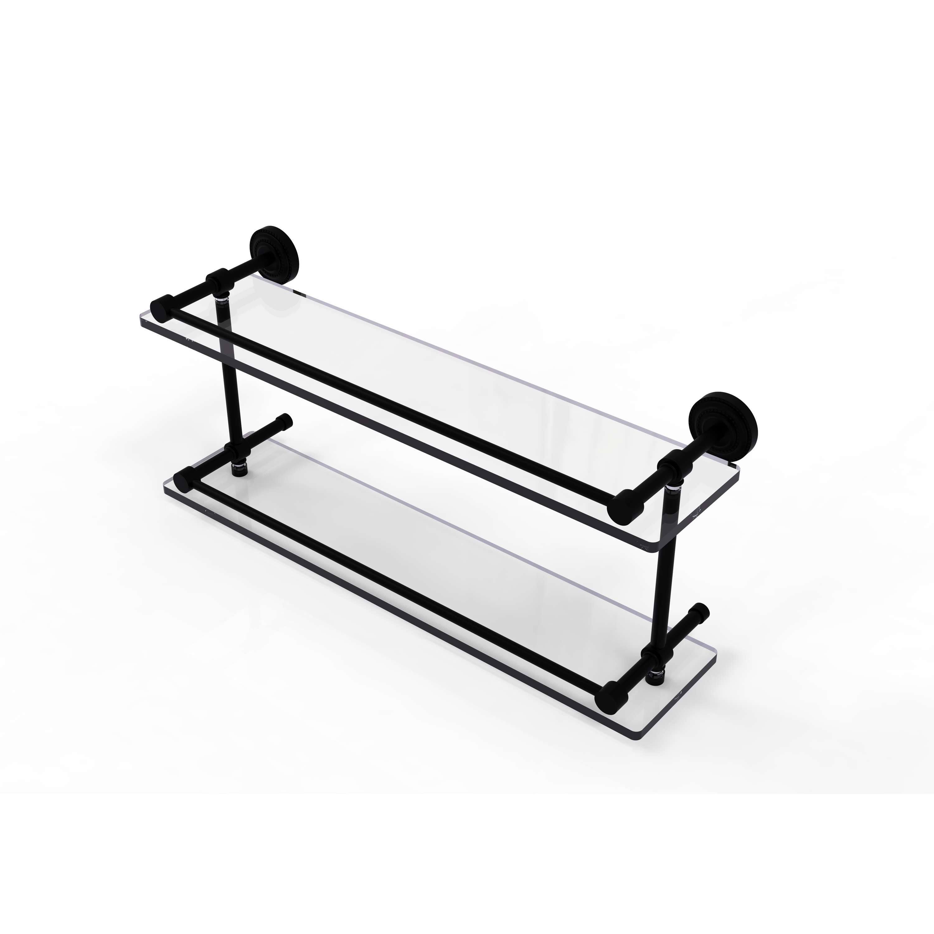 Allied Brass Dottingham 22-inch Double Glass Shelf with Gallery Rail - Matte Black