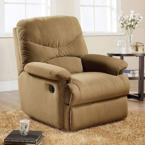 ACME 00634 Arcadia Glider Recliner, Light Brown Microfiber