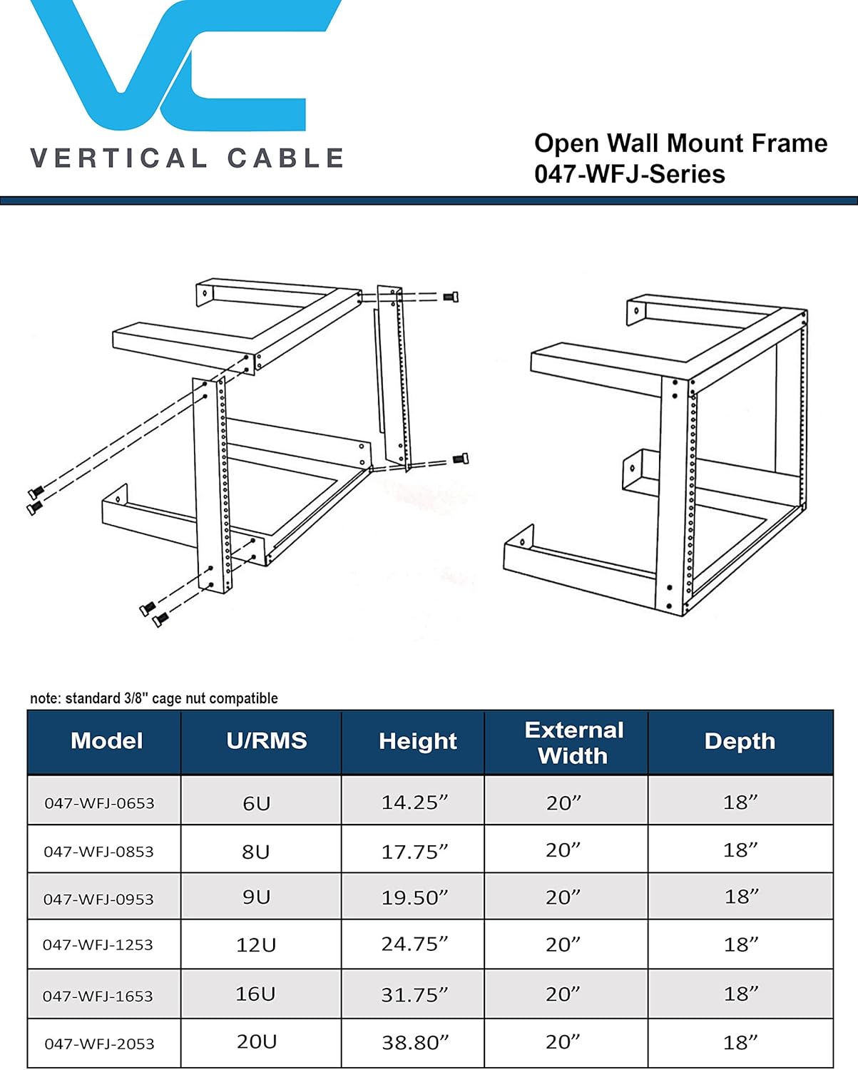 6U Network Wall Mount Frame Rack - 18