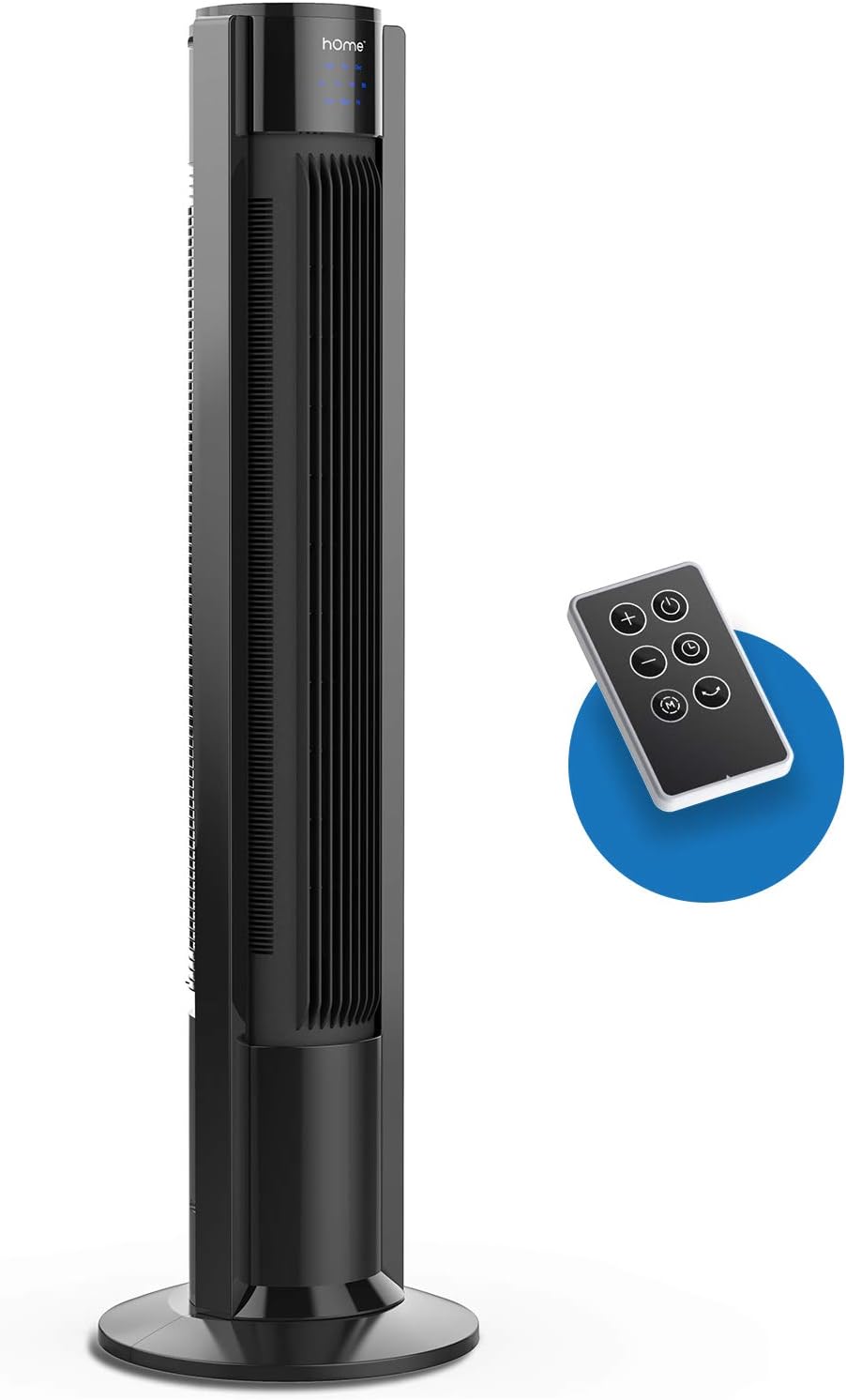 hOmeLabs Tower Fan - 40 Inch Quiet Portable Oscillating Fan with LED Display Built-in Timer 3 Modes and Speed Settings - Remote Controlled Stand Up Cooling Fan for Bedroom and Home Office Use - Black Pack of 2