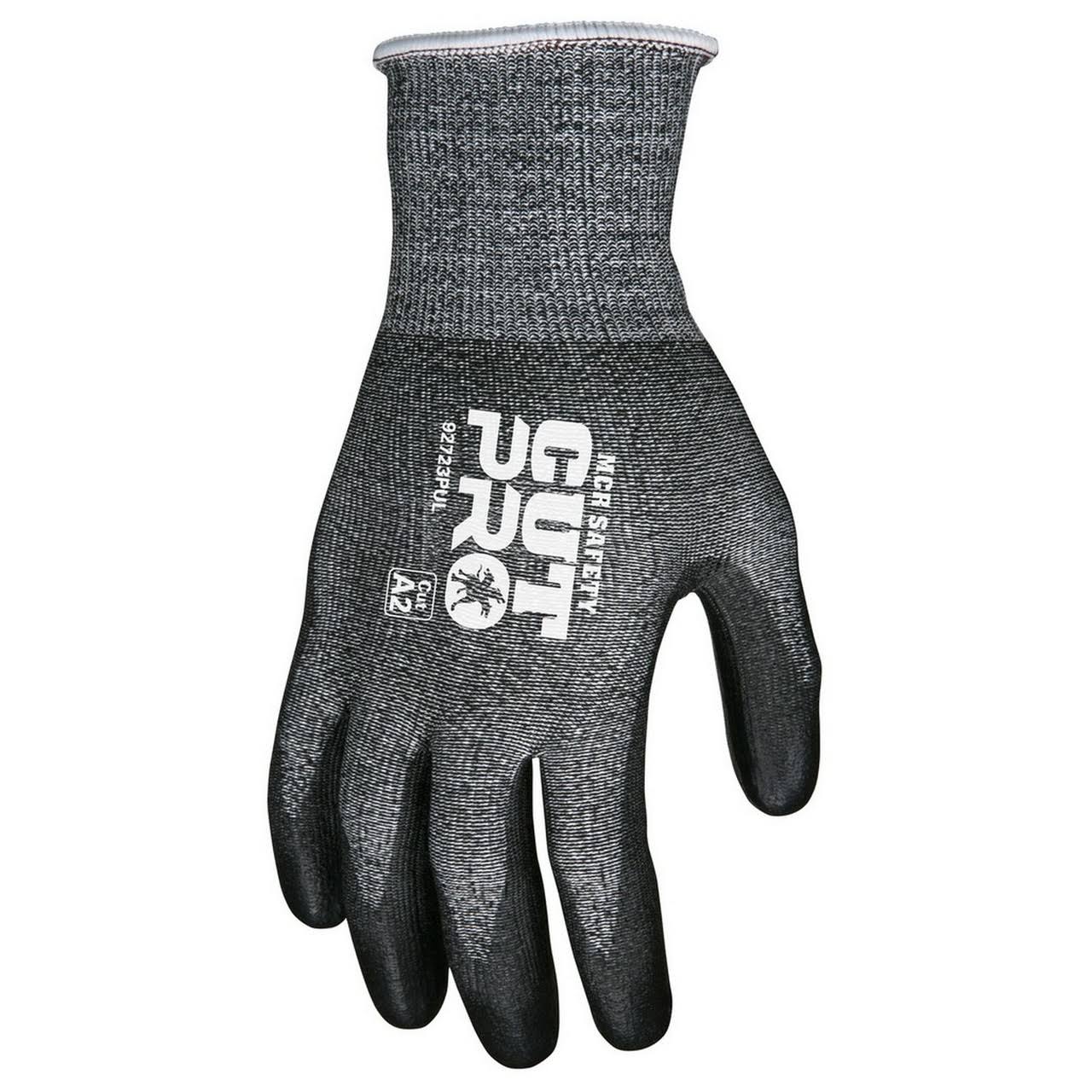 MCR Safety Cut Pro PU Coated Gloves w/ HPPE Shell, 13 ga, Salt Pepper/Black - X-Large 92723PU